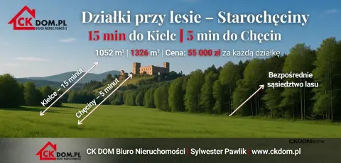 Działki przy lesie – 15 min do Kielc