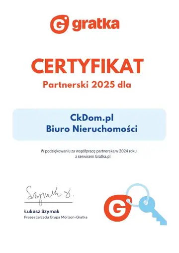 Gratka.pl – Certyfikat Partnerski 2025 – CKDOM Prime