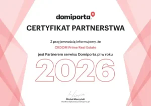 Domiporta.pl – Certyfikat Partnerstwa 2026 dla CKDOM Prime Real Estate